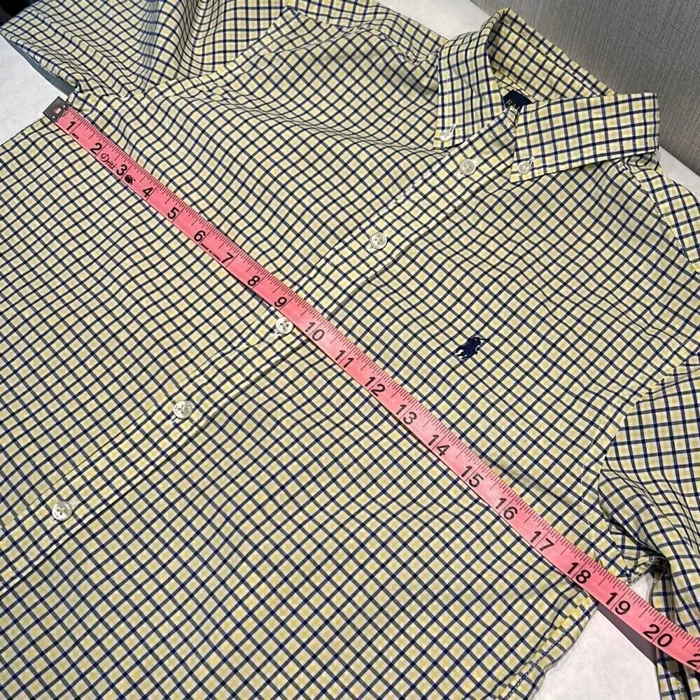 Ralph Lauren Boys Button Down Shirt Sz L 14-16 Long Sleeve Blue Yellow Plaid